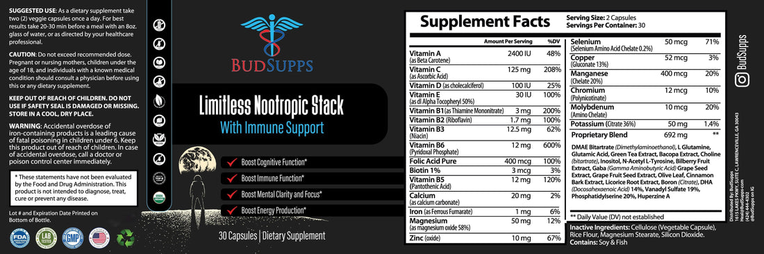 Limitless Nootropic Stack (With Immune Support)